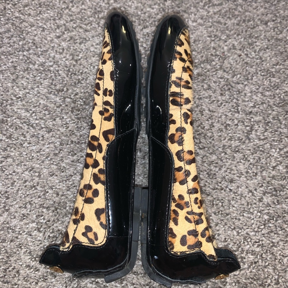 BCBGMaxAzria Pony hair brown and black cheetah black patent leather flats 5.5 - Picture 5 of 11